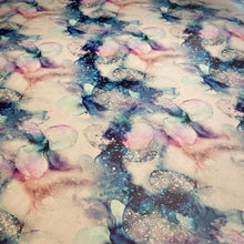Load image into Gallery viewer, Blue Silver Alcohol Ink Glitter Custom Print VINYL (Knit)