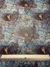 Load image into Gallery viewer, Black Blue Gold Floral Custom Print VINYL (Woven)