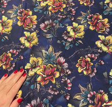 Load image into Gallery viewer, Dark Navy Floral Custom Print 100% Cotton
