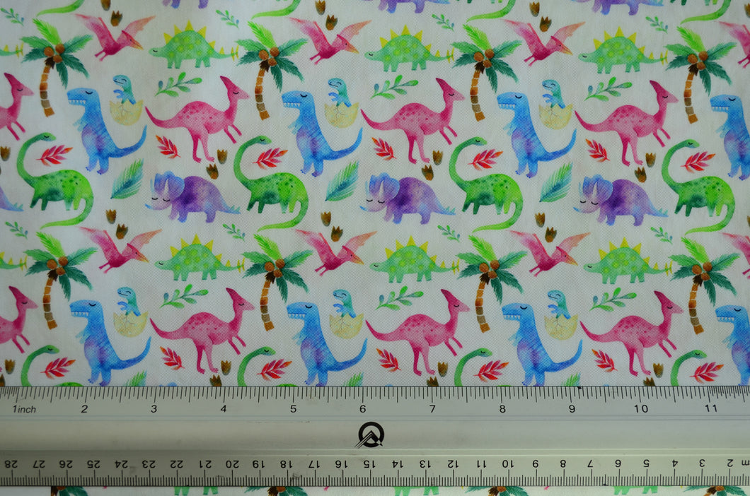 Watercolour Dinosaurs Custom Print 100% Cotton