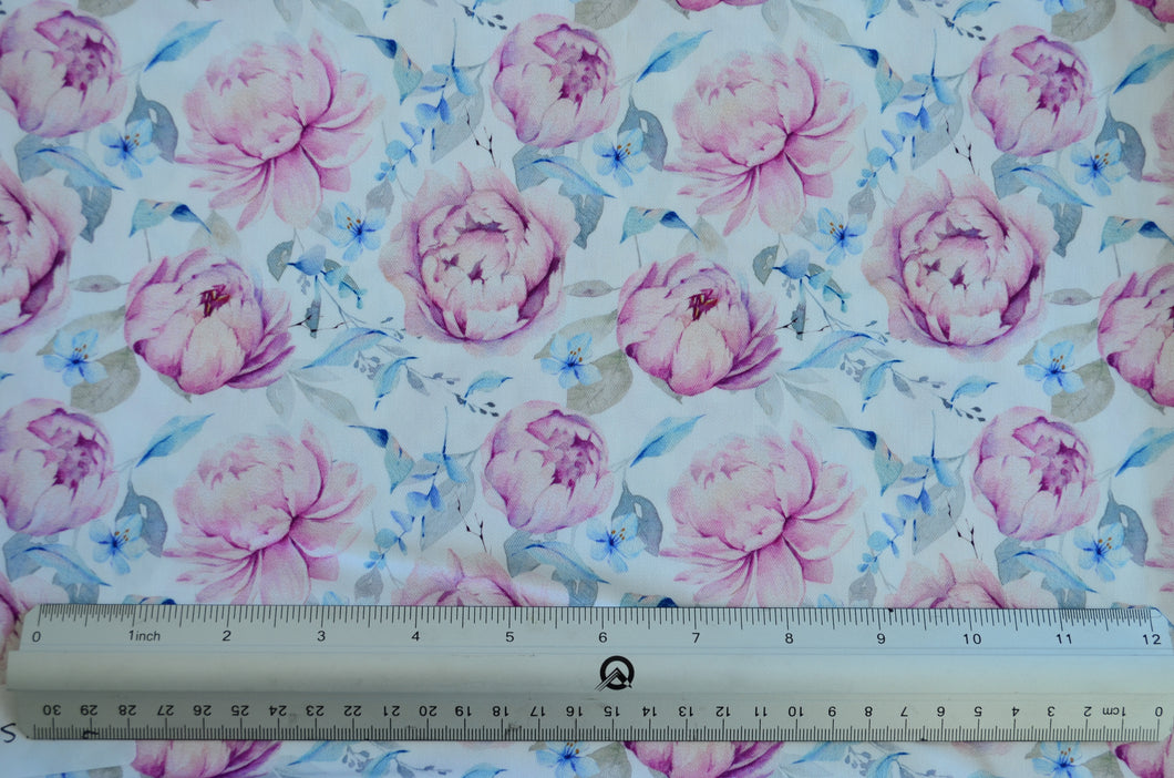 Peonies Custom Print 100% Cotton