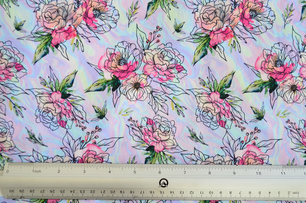 Rainbow Floral Custom Print 100% Cotton