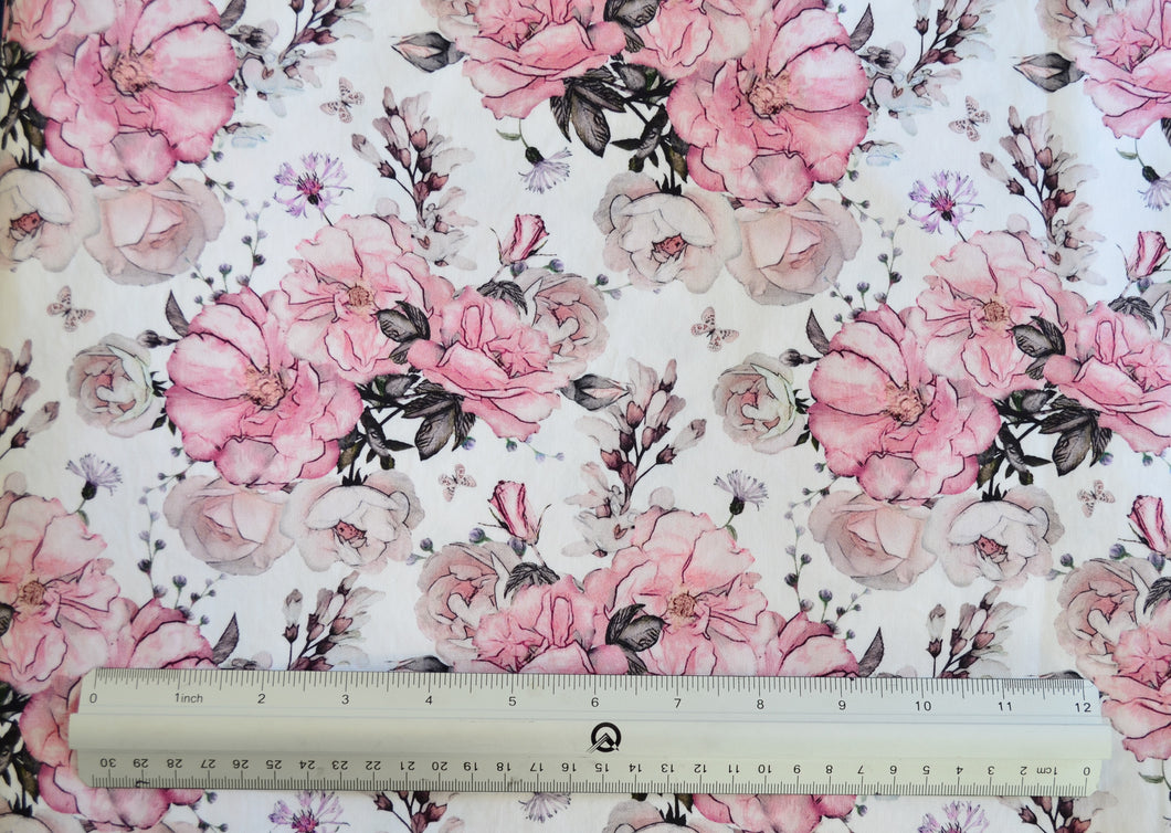 Vintage Pink Floral Custom Print 100% Cotton