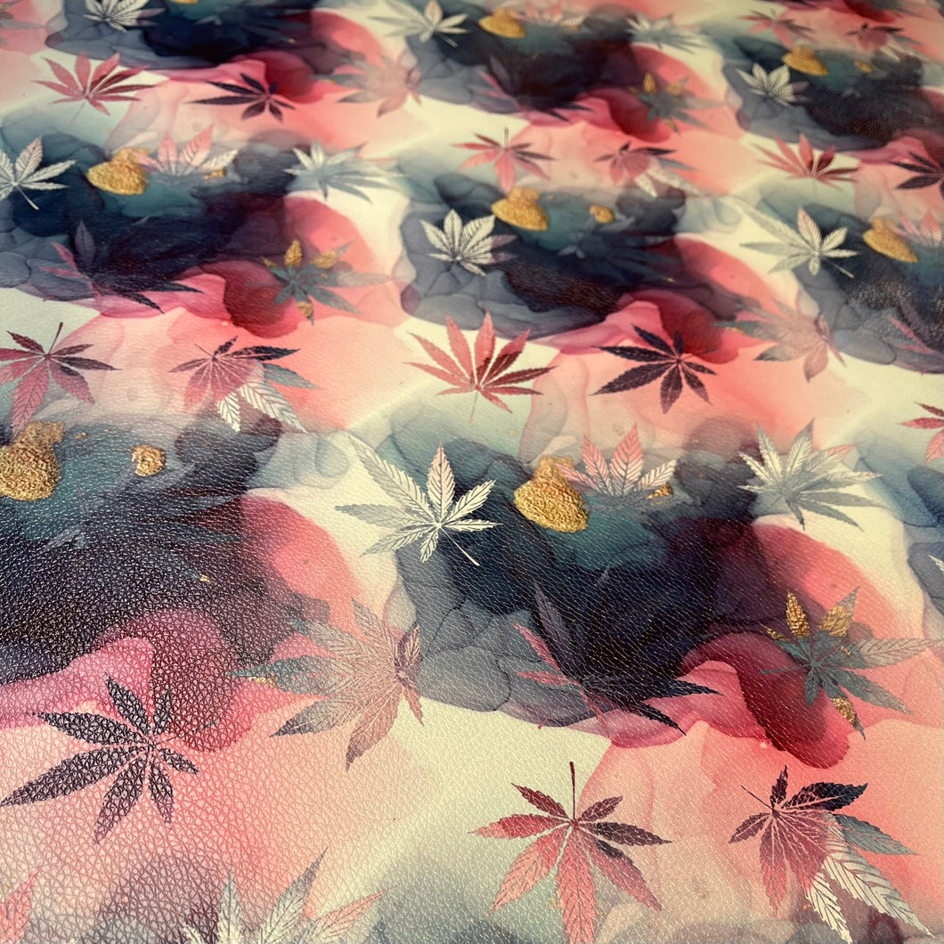 Cannabis Alcohol Ink Gold Custom Print VINYL (Knit)