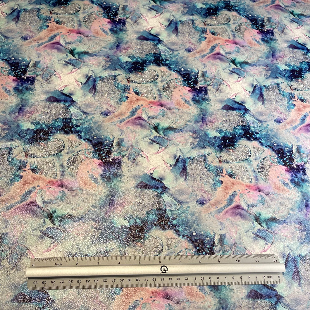 Glacier Alcohol Ink Glitter Custom Print VINYL (Knit)