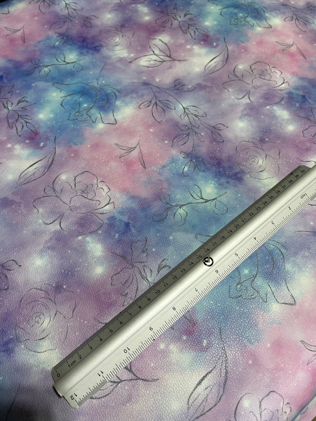 Cotton Candy Galaxy Grey Floral Custom Print VINYL (Knit)