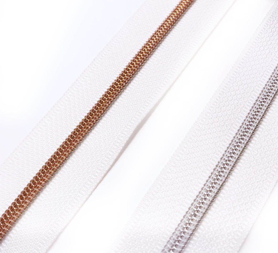 #3 Nylon Zipper Tape - white - by the yard