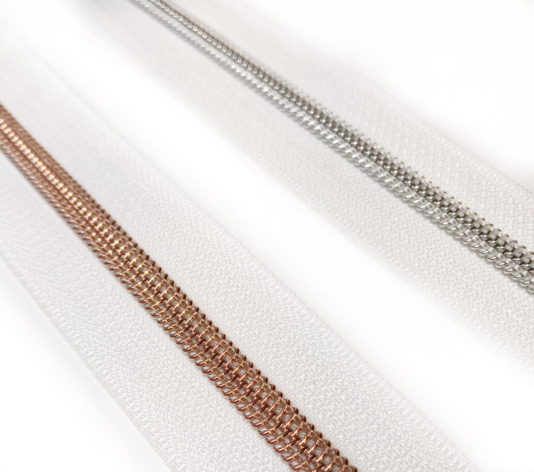 #5 Nylon Zipper Tape - white - by the yard