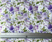 Load image into Gallery viewer, Purple Floral Custom Print 100% Cotton
