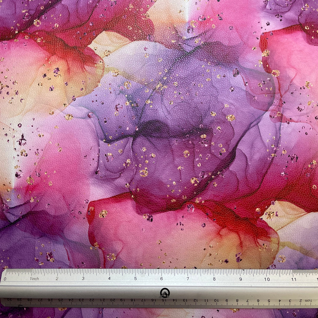 Red Purple Alcohol Ink Glitter Custom Print VINYL (Woven)