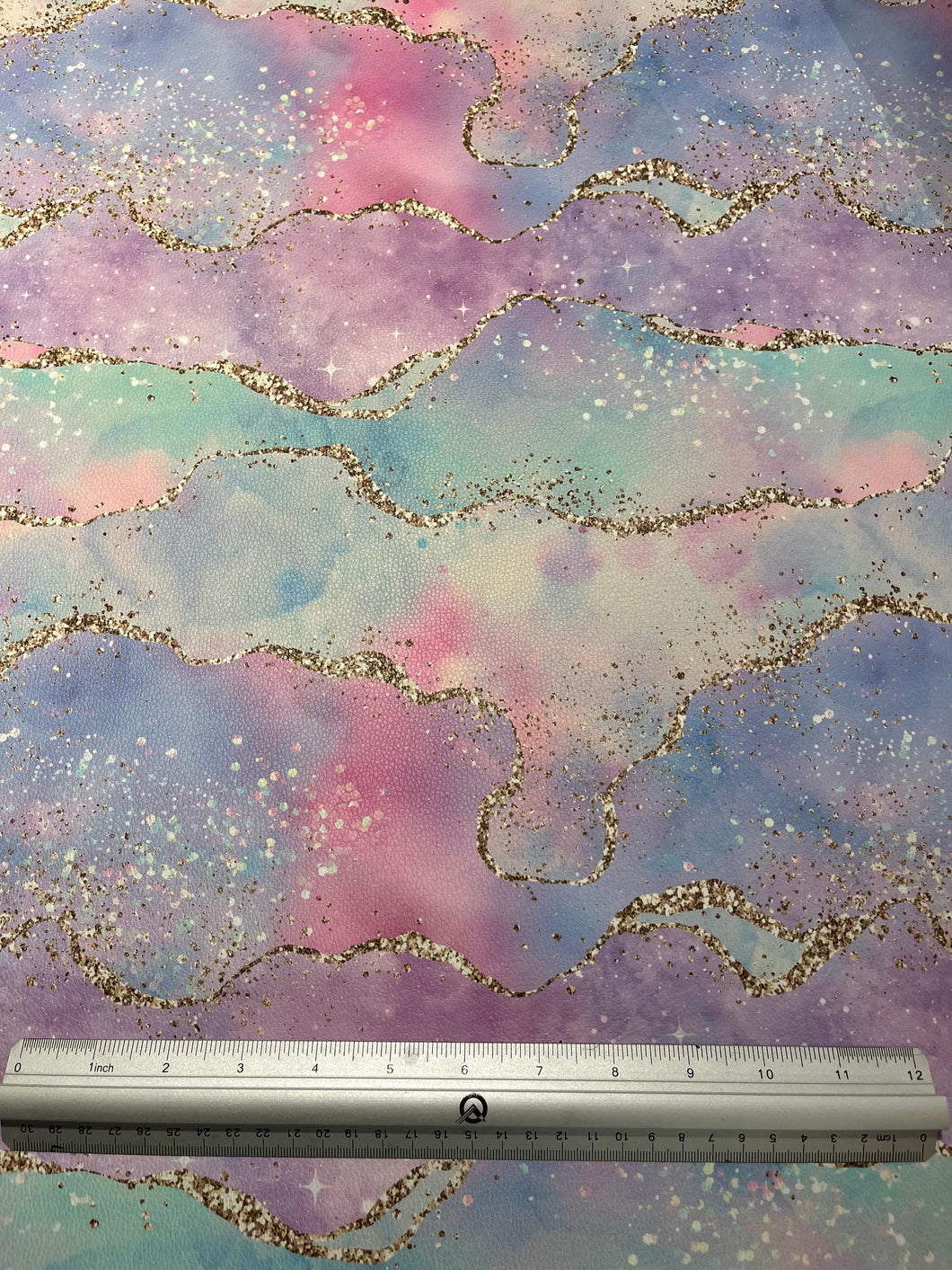 Pastel Clouds Glitter Gold Custom Print VINYL (Woven)