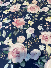 Load image into Gallery viewer, Gentle Floral on Navy Custom Print 100% Cotton
