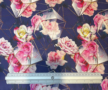 Load image into Gallery viewer, Pink Floral and Crystals Custom Print 100% Cotton
