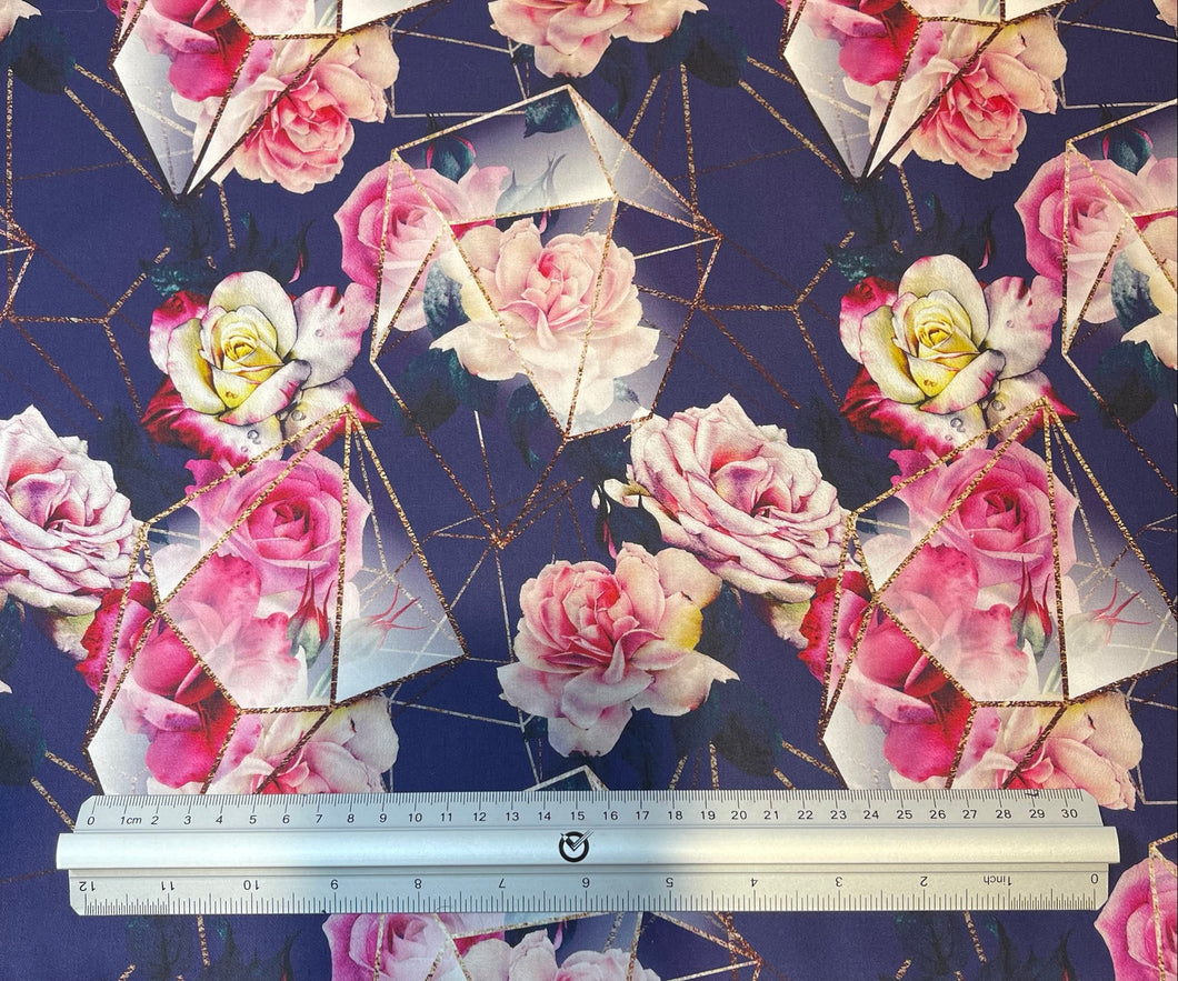Pink Floral and Crystals Custom Print 100% Cotton