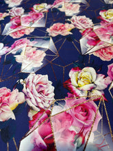 Load image into Gallery viewer, Pink Floral and Crystals Custom Print 100% Cotton
