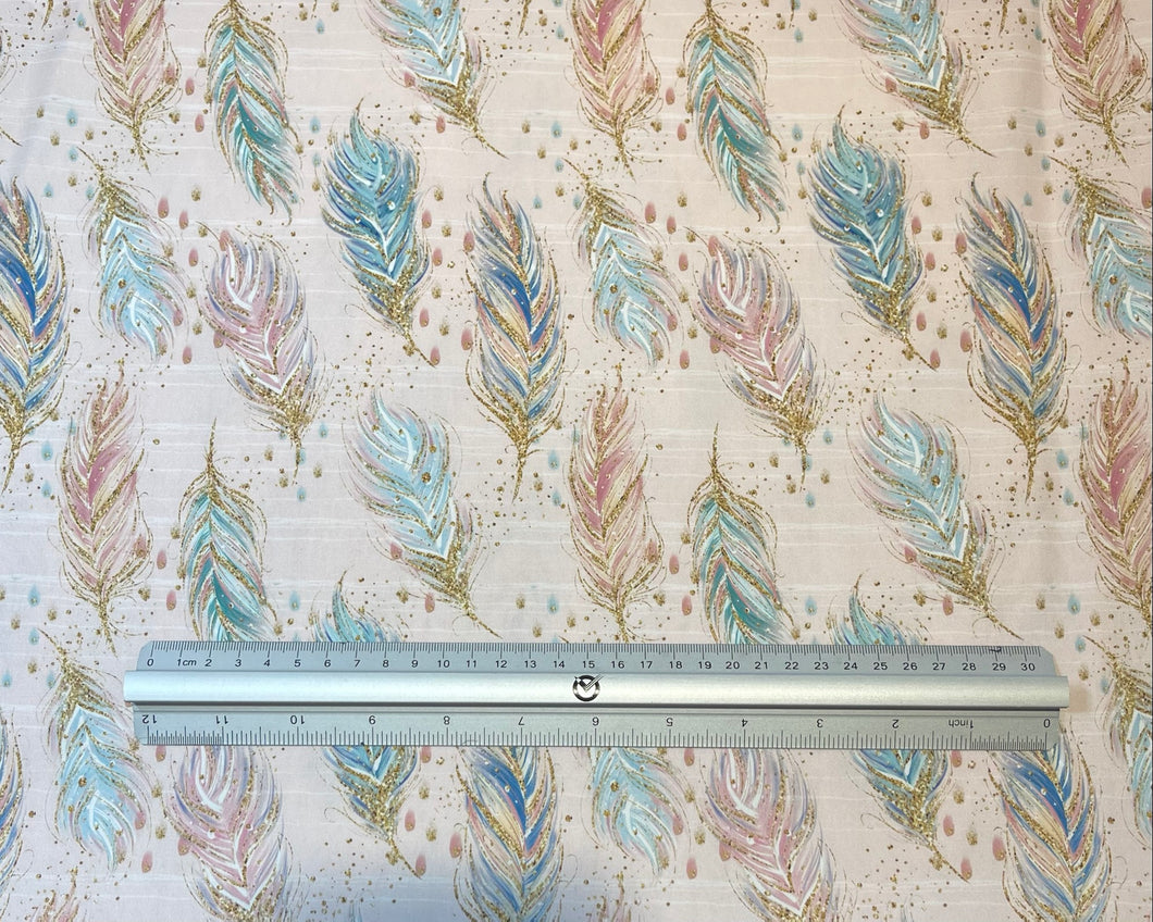 Feathers in Pink Custom Print 100% Cotton