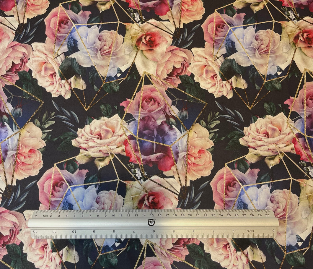 Multicolour Floral and Crystals Custom Print 100% Cotton