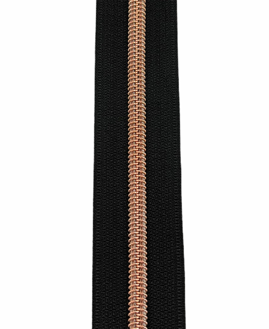 #5 Nylon Zipper Tape - black rose gold - by the yard