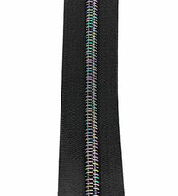 Load image into Gallery viewer, #5 Nylon Zipper Tape - black rainbow glimmer - by the yard
