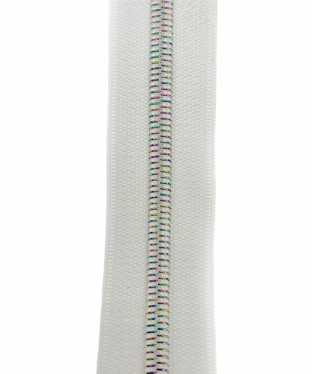 #5 Nylon Zipper Tape - white rainbow glimmer - by the yard