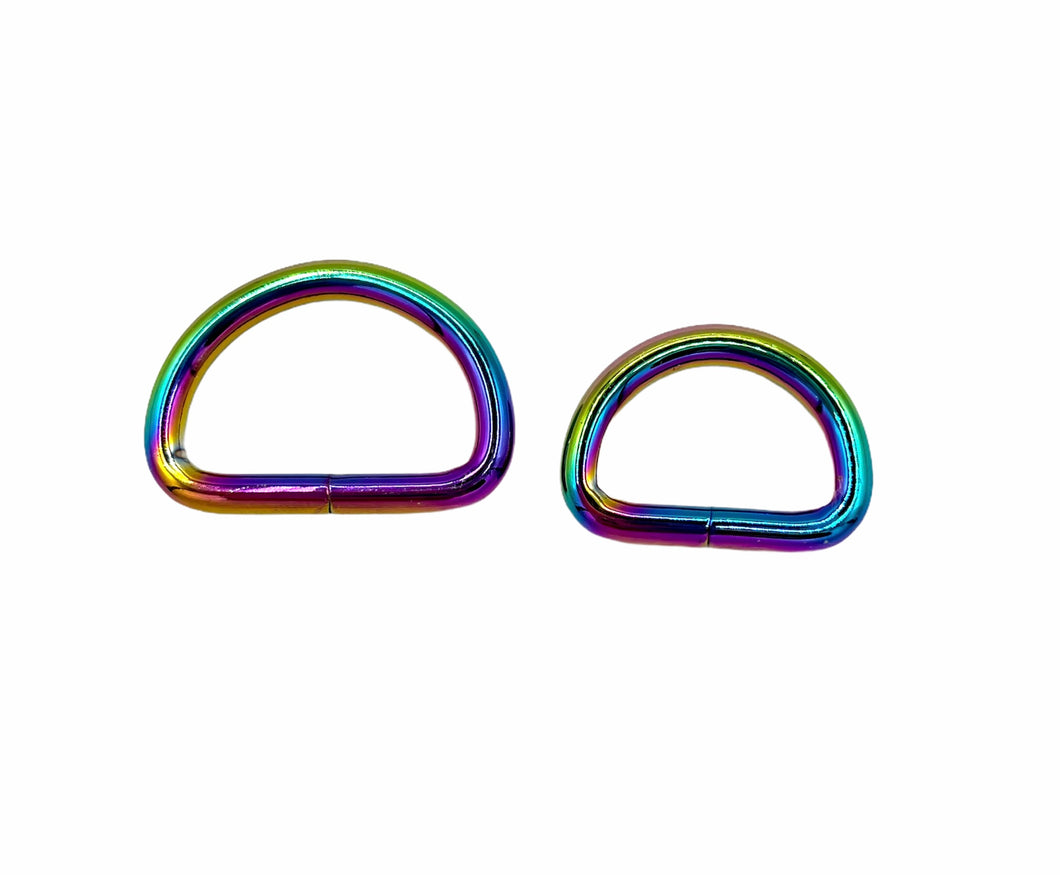 D Rings - Iridescent Rainbow - 20mm-3/4inch and 26mm-1inch