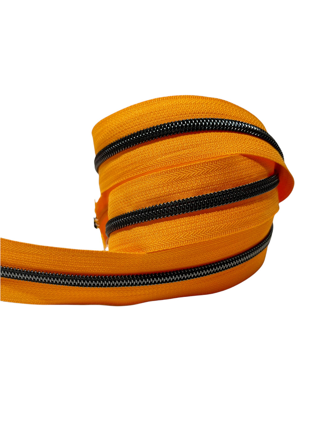 #5 Nylon Zipper Tape - Neon Orange Gunmetal - by the yard