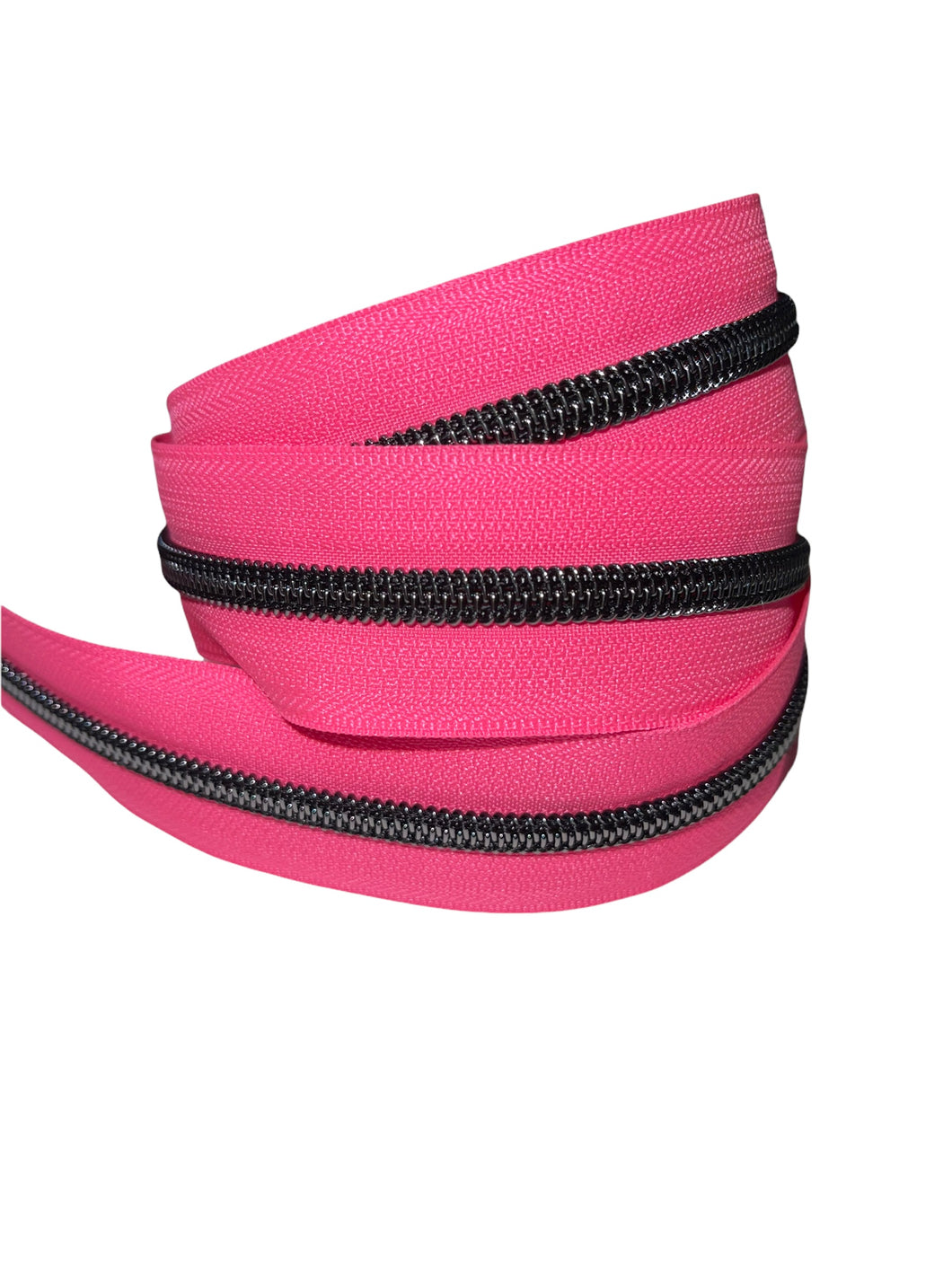 #5 Nylon Zipper Tape - Neon Pink Gunmetal - by the yard