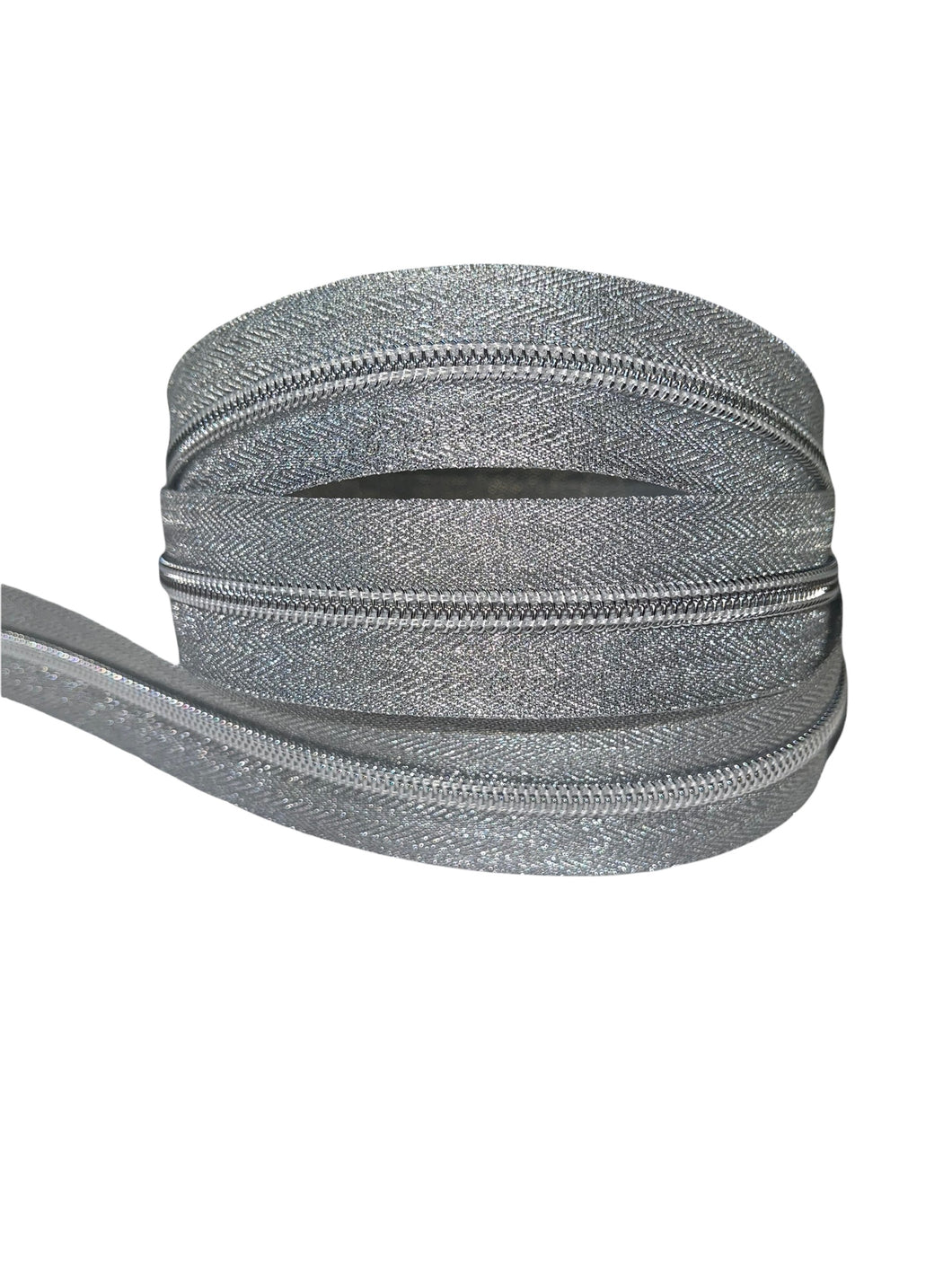 #5 Metallic Nylon Zipper Tape - Silver - by the yard