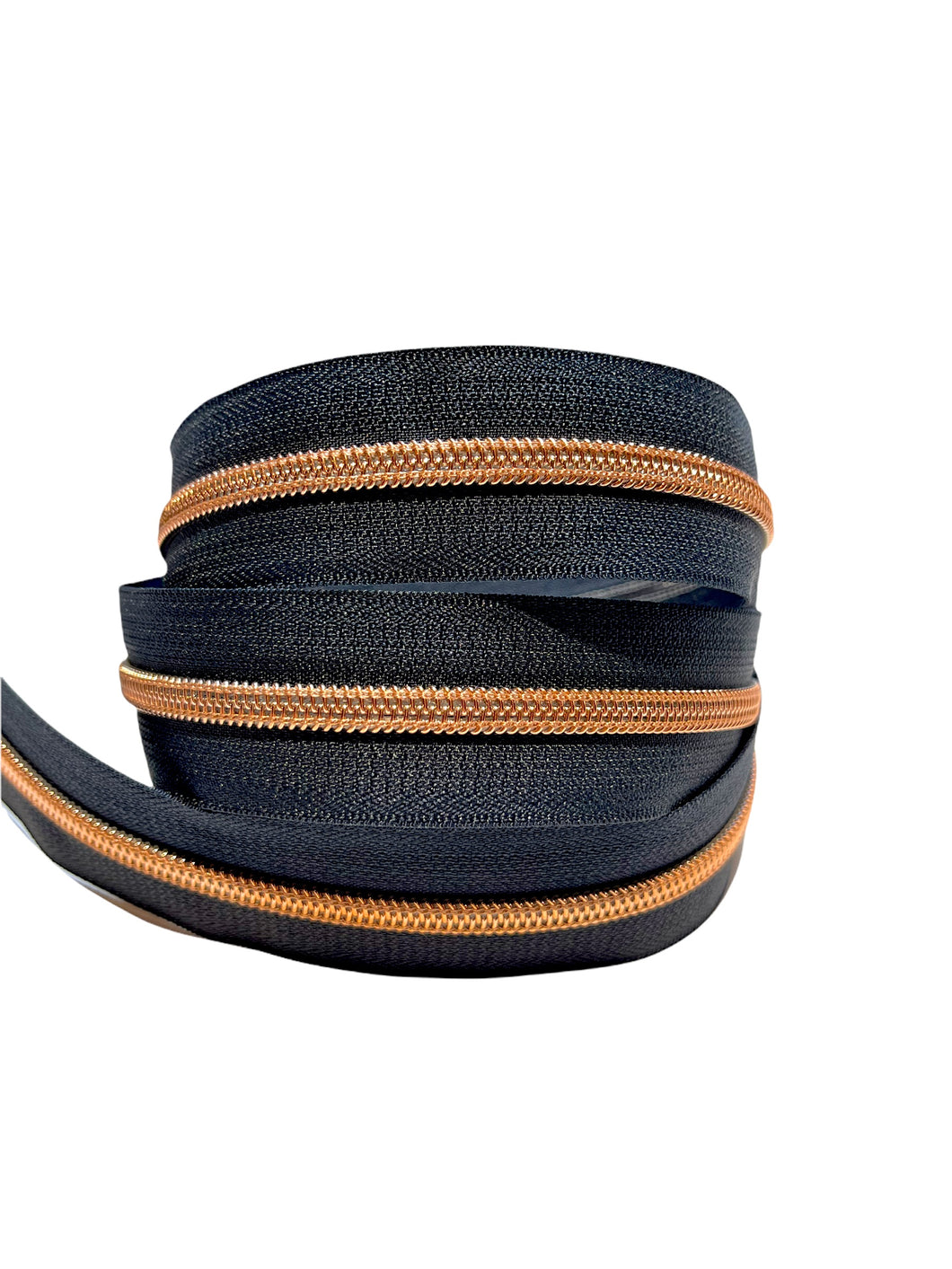 #5 Nylon Zipper Tape - Navy Rose Gold - by the yard