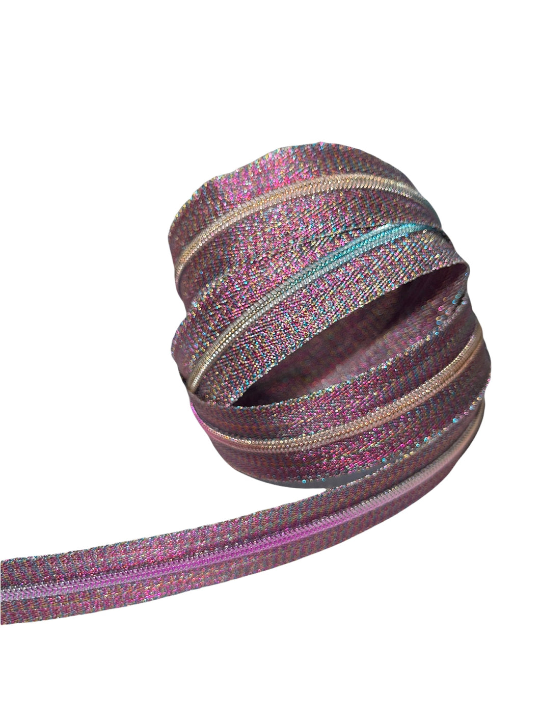 #3 Nylon Zipper Tape - Metallic Rainbow - by the yard