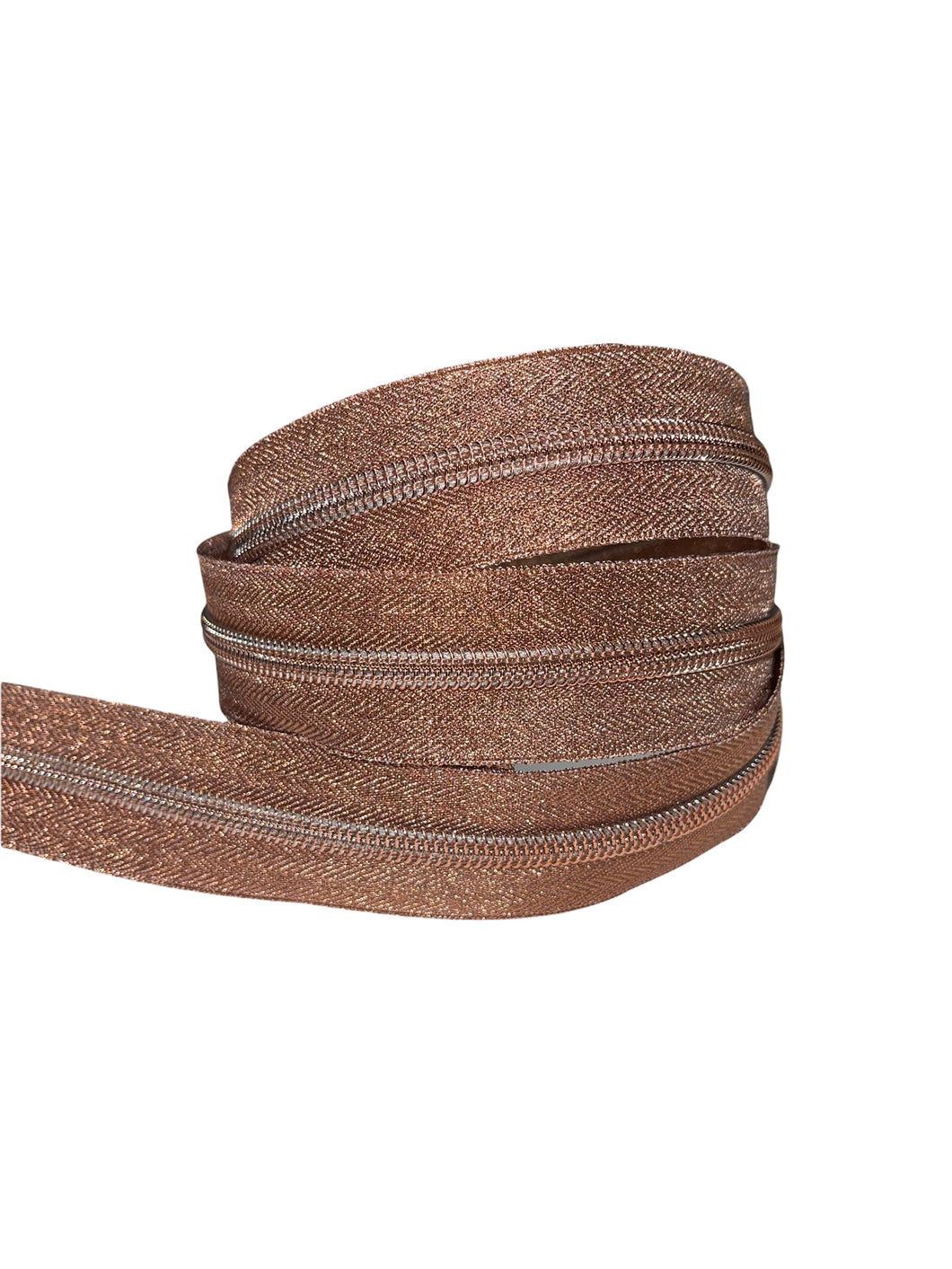 #5 Metallic Nylon Zipper Tape - Rose Gold - by the yard