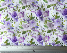 Load image into Gallery viewer, Purple Floral Custom Print 100% Cotton
